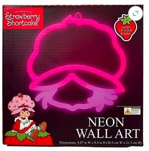 Strawberry Shortcake LED Neon Wall Sign Light Pink Room Decor New in Box